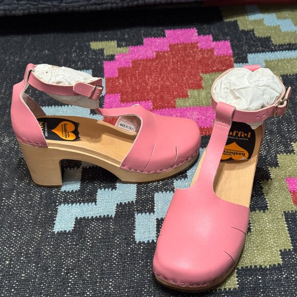 Swedish Hasbeens Baskemolla Toffel T-Strap Sandal, EU 39, Bubble Gum Pink - Picture 5 of 16